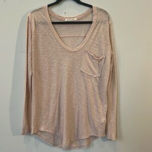 FREE PEOPLE LONG SLEEVE BURNOUT TEE IN PINK SZ SMALL